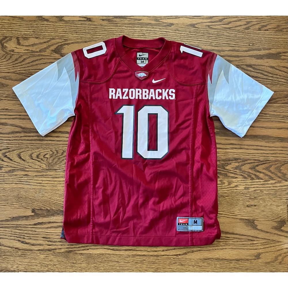 Nike Kids Arkansas Razorbacks Football Jersey Red White Grey Youth Medium 10